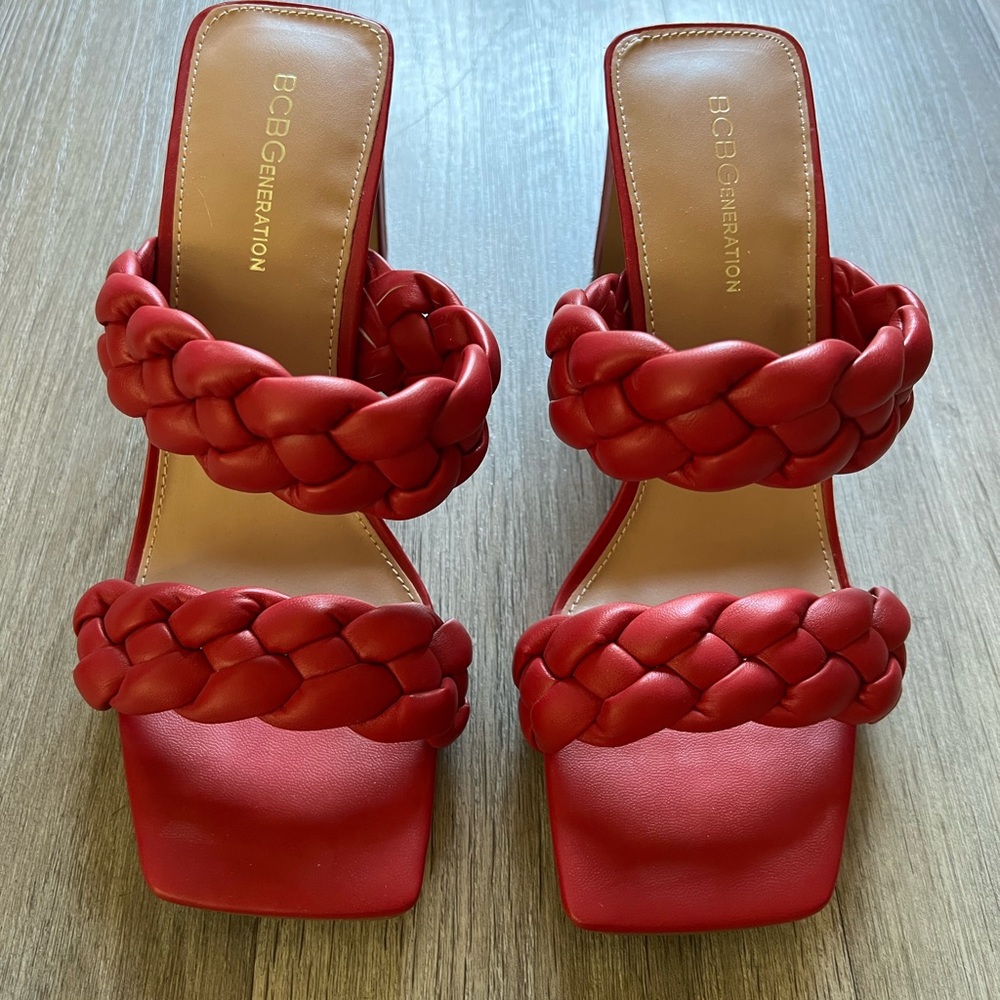 BCBGeneration Red Braided Heels